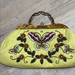 Embroidered Yellow Butterfly Handbag